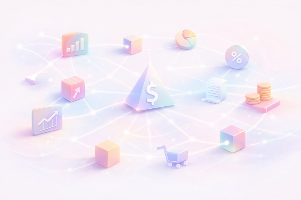 abstract online income system and digital workflow concept